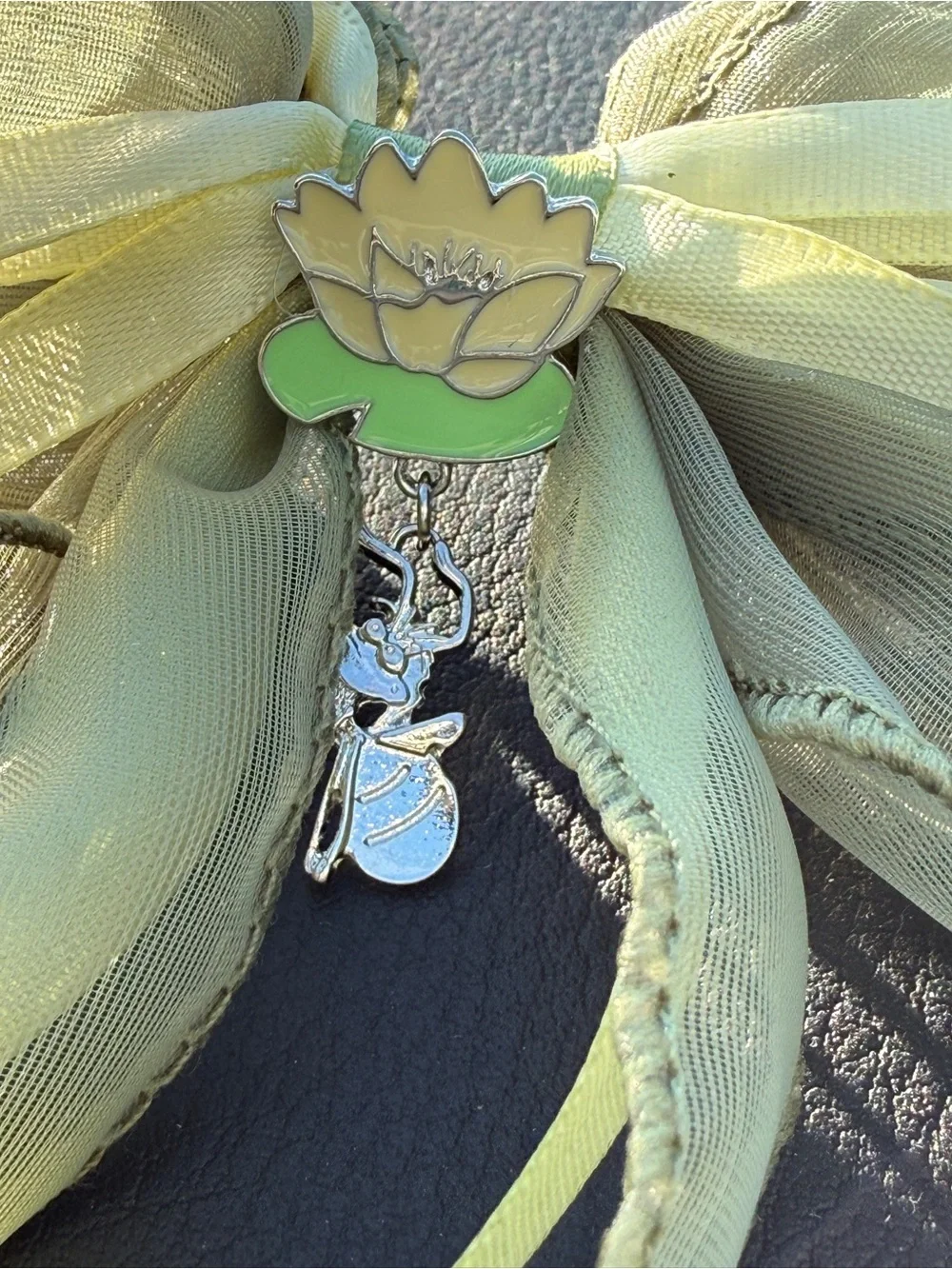 Disney Tiana Ribbon Bow Hair Clip with Flower Charms